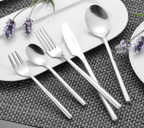 Esmeyer Besteckset Silke 30-teilig für 6 Personen Edelstahl 18/0 poliert, spülmaschinengeeignet, Edelstahl, Weiß