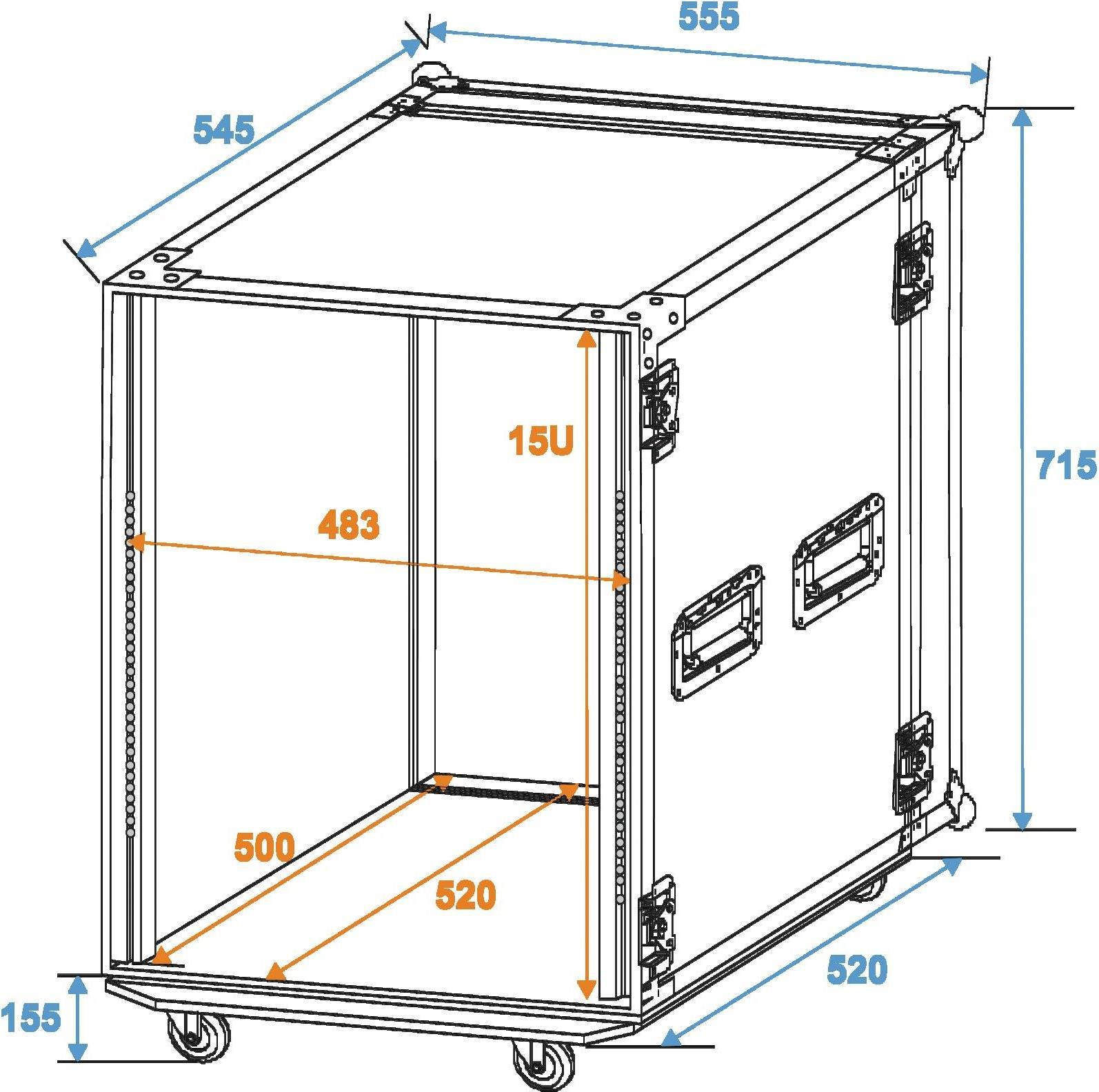 ROADINGER Rack Profi 15HE 45cm mit Rollen (30109127)