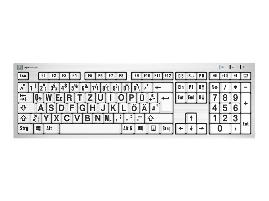 LogicKeyboard Largeprint Tastatur USB QWERTZ Deutsch Schwarz auf Weiß