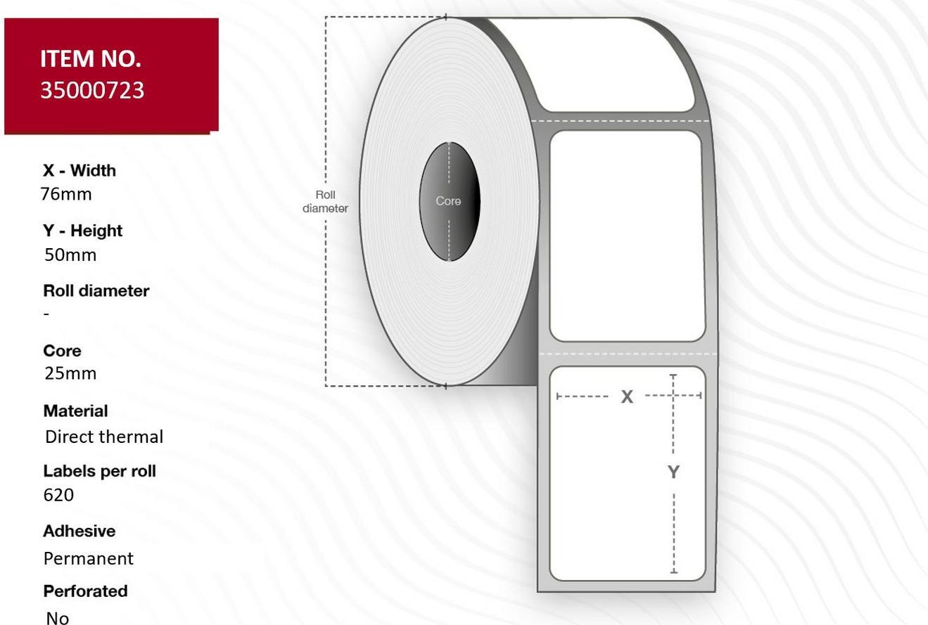 Capture Label 76x50 - Core 25. White. labels per roll. 24 rolls per box. Black Mark (35000723-24ROLLS)