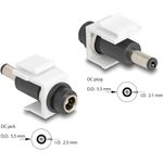 Delock Keystone Modul DC 5.5 x 2.5 mm Buchse zu 5.5 2.1 Stecker weiß (84176)