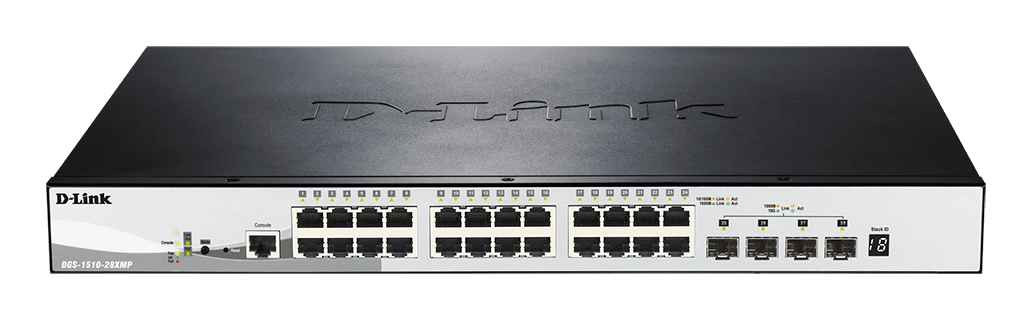 D-Link DGS-1510-28XMP Smart Managed PoE+ Switch 28 Ports Schwarz, Grau