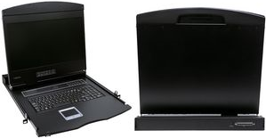 LogiLink 19 LCD KVM Konsole mit 48,26 cm (19") TFT-Monitor WideScreen Monitor, deutsche Tastaturbelegung, Keyboard & - 1 Stück (LC903GE)