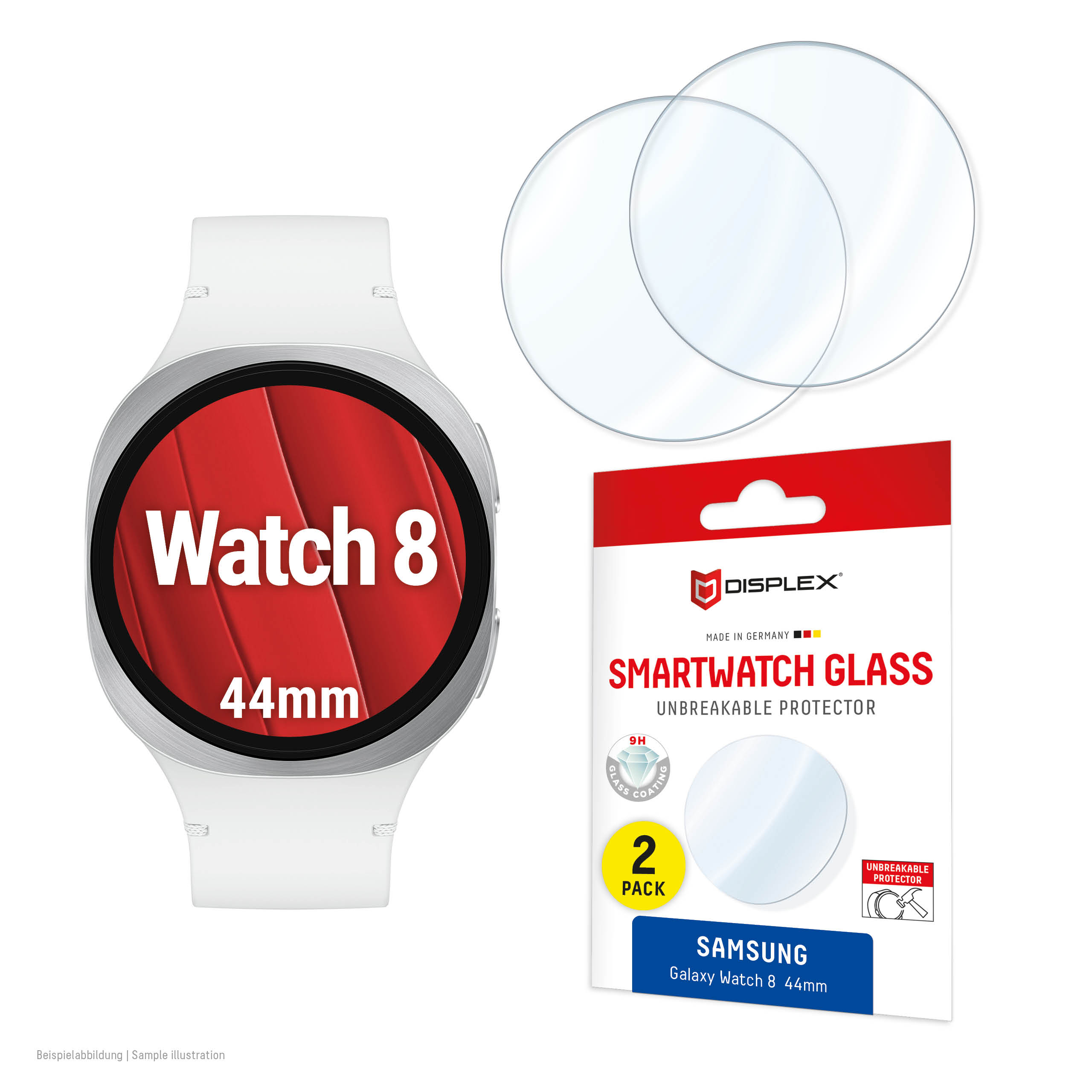 Displex DISPLEX Glass 9H Displayschutz Samsung Galaxy Watch8 44mm Transparent