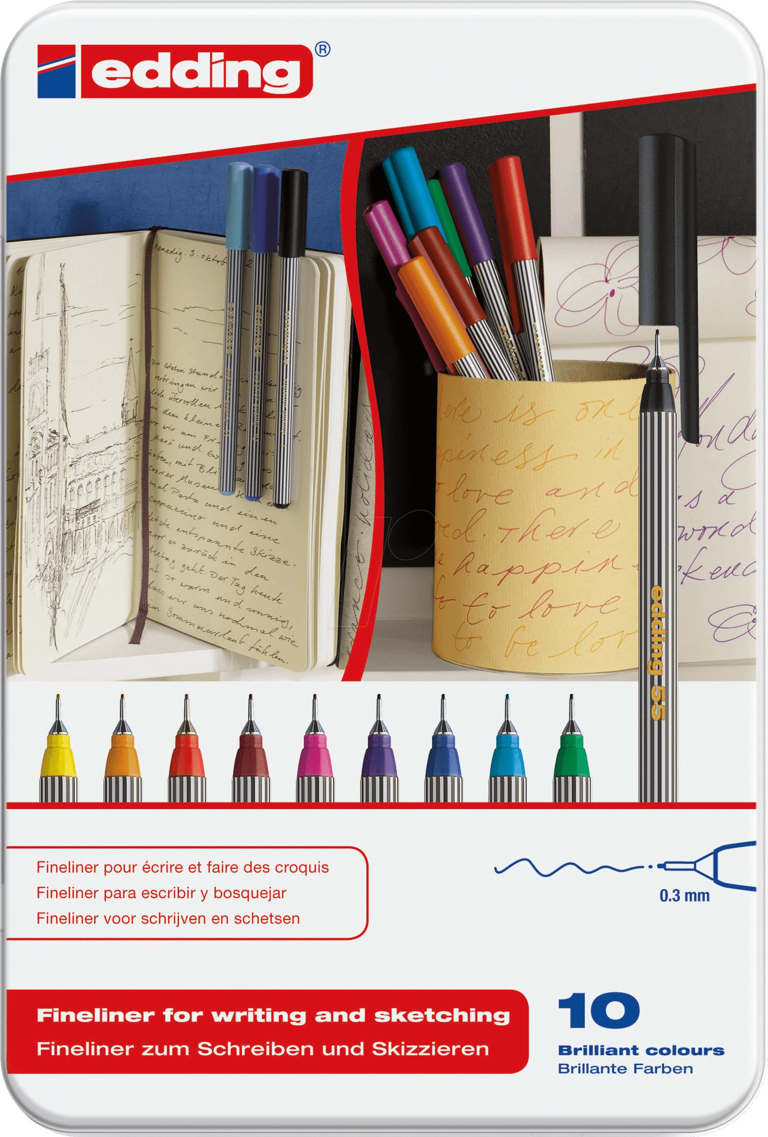 55/10S - Fineliner Set Blechbox 0.30 mm 10-farbig (4-55-10)