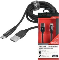 D-Parts Fontastic Aramid USB-C Datenkabel 1,2m Nylon Alu, Schwarz (251559)