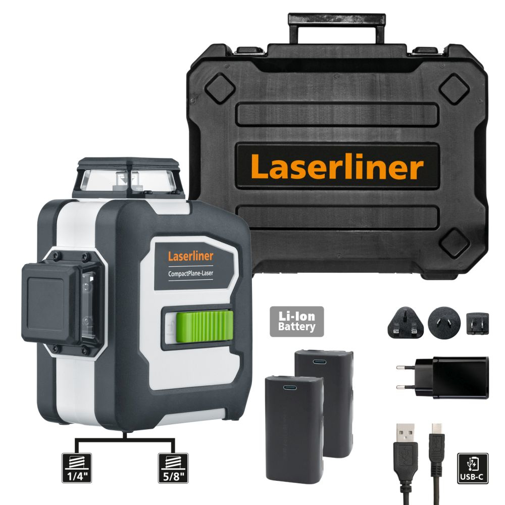 Laserliner CompactPlane-Laser 3G Pro Kreuzlinienlaser 30 m Schwarz, Grün, Grau