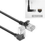 ACT Black 0.25 meters U/FTP CAT6A LSZH Slimline patch cable with RJ45 connectors 90? angled up to straight (DA4952)