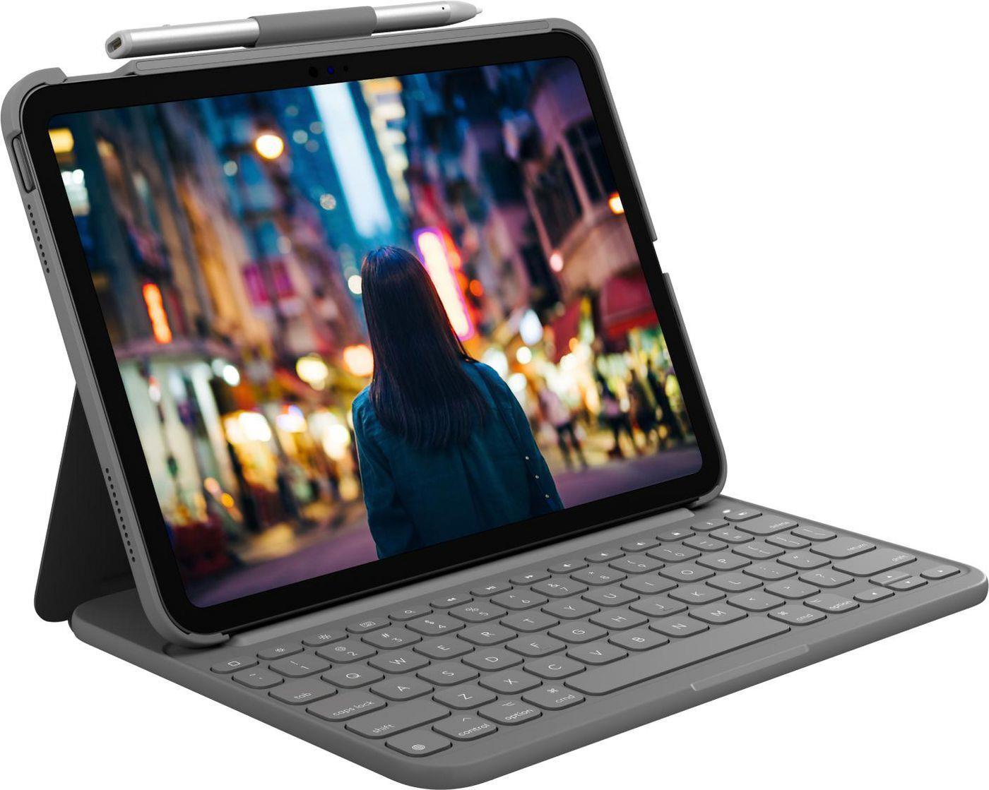 Logitech Slim Folio Tastatur und Foliohülle für iPad (10. Generation) 10,9" QWERTY Nordisch Oxford Gray