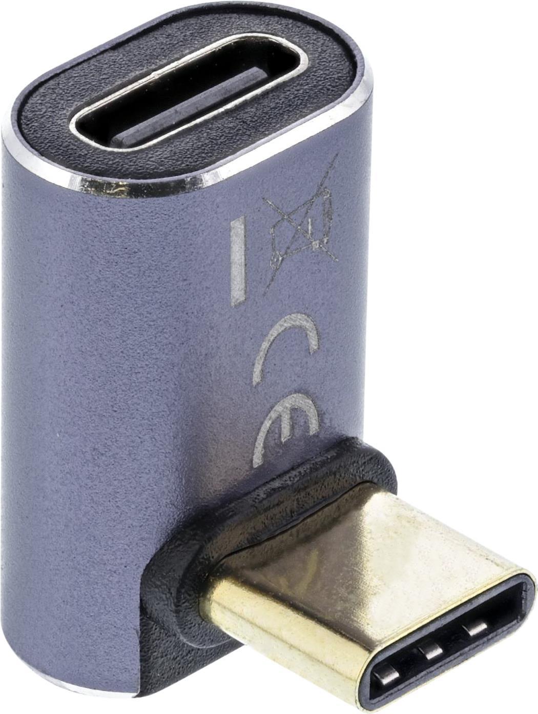 InLine® USB4 Adapter, USB Typ-C Stecker/Buchse oben/unten gewinkelt, Aluminium, grau (35900D)