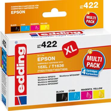 EDDING Druckerpatrone ersetzt Epson T16XL Multipack 4 Kompatibel Schwarz Cyan Magenta (18-422-01)