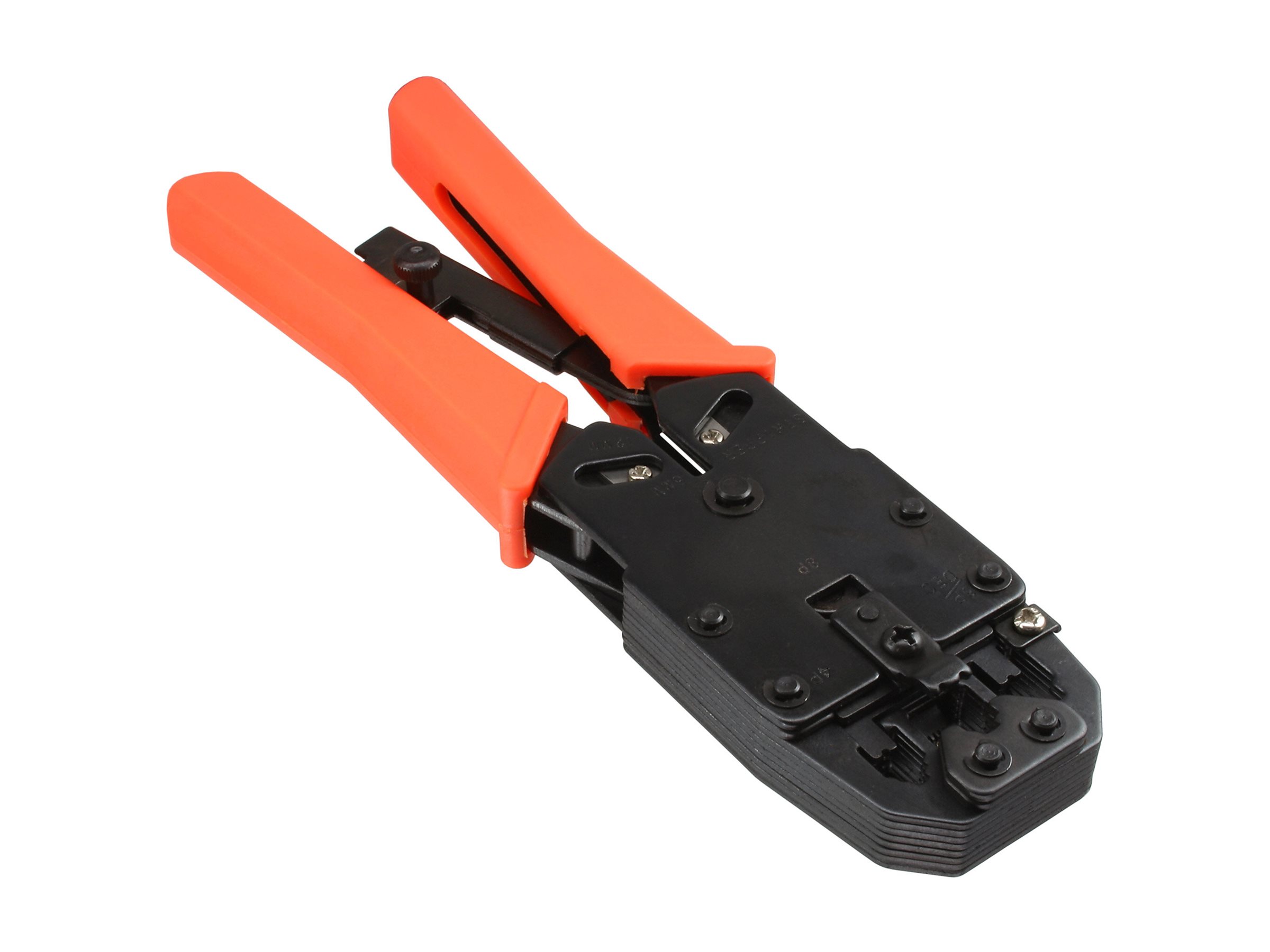 InLine Modular Crimpzange für RJ10, RJ11, RJ12, RJ45 und DEC Stecker, Schwarz, Orange