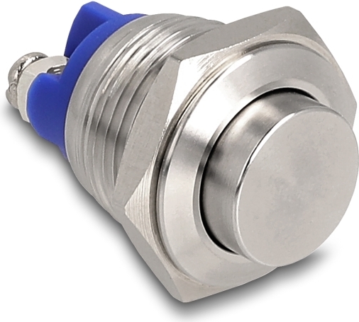 Delock Drucktaster zum Einbau 16mm 2 x Schraubklemme Taster sehr hoch (22039)