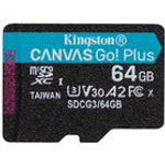 KINGSTON 64GB microSDXC Canvas Go Plus 170R A2 U3 V30 Single Pack w/o ADP (SDCG3/64GBSP)