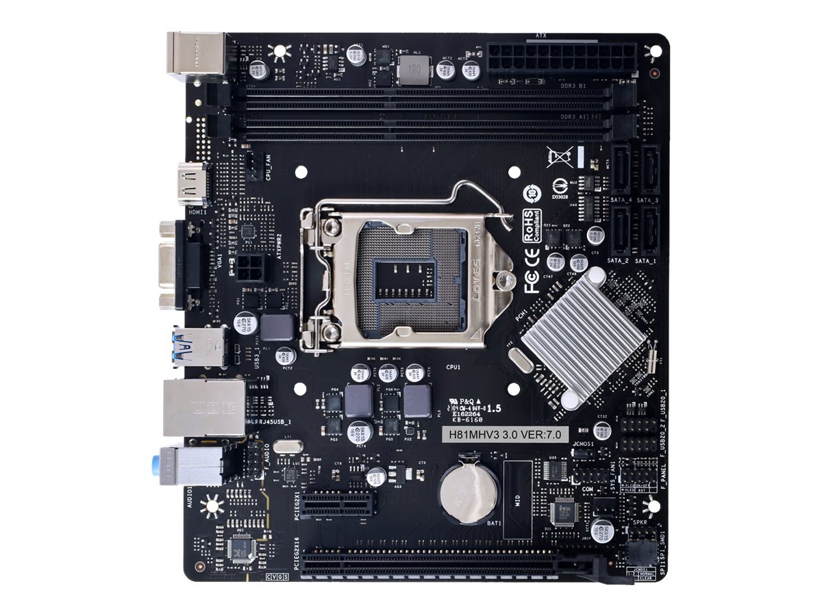 Biostar H81MHV3 3.0 Mainboard Micro ATX, LGA1150, Intel H81, DDR3, USB 3.2 Gen 1, Schwarz