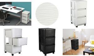 EDA Schubladenturm STONE, 3 Schübe, PP, weiß Schubladen mit breiter Griffmulde und Auszugssperre, Turm - 1 Stück (010285 BL.CER)