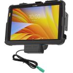 RAM Mounts EZ-Roll'r Halteschale für Zebra ET40/45 (10') Diese RAM Mounts EZ-Roll?r Halteschale ist für Zebra ET40 & ET45 25,40cm (10")  Serie mit Zebra Rugged Boot geeignet.Die Halteschale wird durch einen 5.5mm DC-Anschluss mit Strom versorgt und lädt das Gerät in dem Dock auf. Zum Einlegen wird die Unterseite des Gerätes in die Halteschale eingelegt und bis zum Einrasten in die Halteschale gedrückt.Durch die Aussparungen an den Tasten und Anschlüssen können diese weiterhin ohne Einschränkungen genutzt werden.Die Halteschale ermöglicht auch durch die Aussparung der Innenseite, dass die Scanfunktion des Tablets weitergenutzt werden kann.Tablet Zubehör wie z.B. PowerPack Akku können hier zusätzlich untergebracht werden. Die Rückseite der Gerätehalteschale ist für die Aufnahme einer VESA 75x75 mm oder runden Basisplatte (nicht im Lieferumfang enthalten) vorbereitet.Produktmerkmale RAM Mounts RAM-HOL-ZE21PU:Kompatibel mit PowerPack AkkuLeichtes Einlegen und einfache EntnahmeZusätzliche Montageplatte für die Befestigung zusätzlicher Geräte oder ZubehörNur mit Zebra Rugged Boot nutzbarAnschlussbuchse: 5.5mm DCEingangs-Kabellänge: ca. 100 cmZertifikate: RoHS, WEEE, CE & UKCAZusätzlicher Hinweis: Für eine Nutzung ohne Rugged Frame benötigen Sie das Zubehör RAP-INSERT-ZE21U.Abgebildete Geräte gehören nicht zum Lieferumfang.Es wird ausschließlich die RAM-HOL-ZE21PU Halteschale geliefert. (RAM-HOL-ZE21PU)