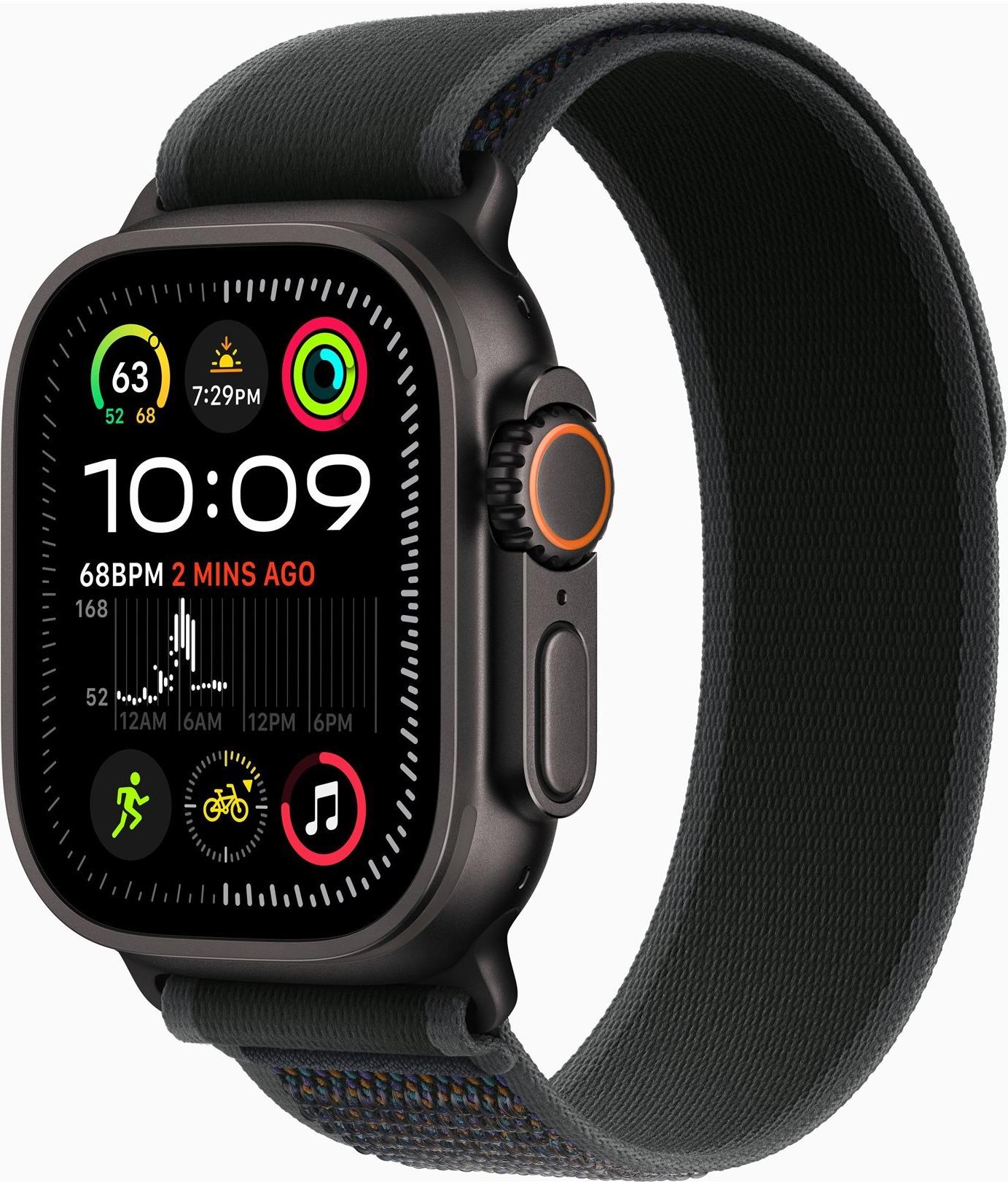 Apple Watch Ultra 2 GPS + Cellular 49mm Black Titanium Case mit Black Trail Band - S/M (MX4U3FD/A)