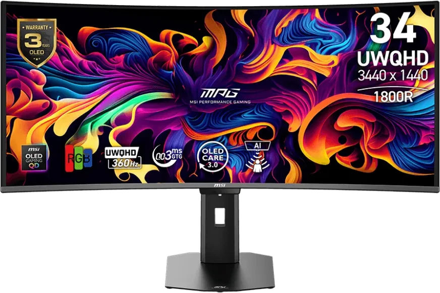 MSI MPG 341CQRDE QD-OLED X36 34 Zoll UWQHD Curved Gaming Monitor 360 Hz (9S6-3DE29A-002)
