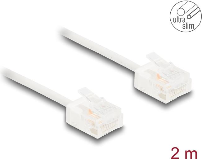 Delock RJ45 Netzwerkkabel Cat.6 UTP Ultra Slim 2 m weiß mit kurzen Steckern (80775)