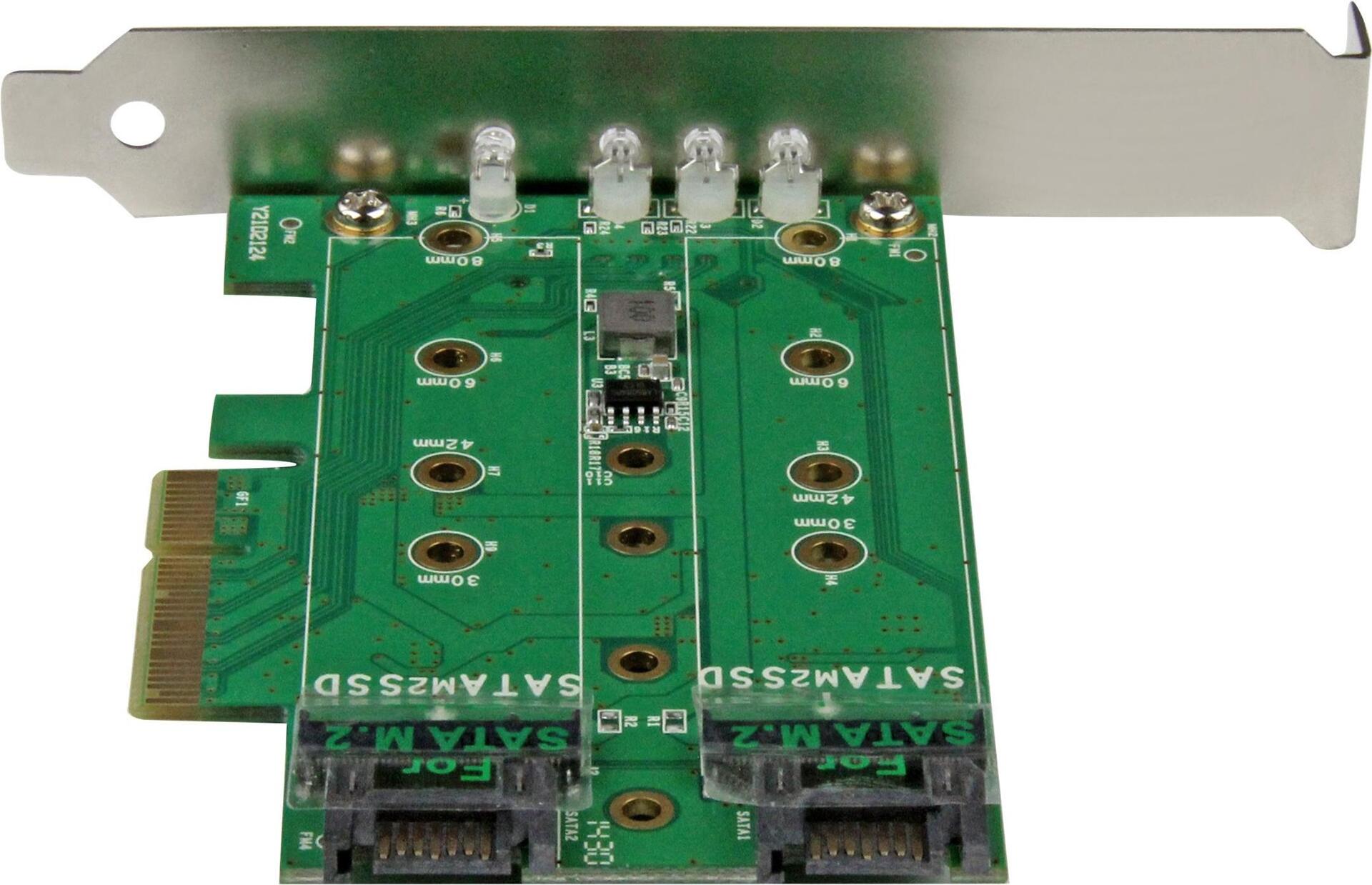 StarTech.com M.2 SSD-Adapterkarte PEXM2SAT32N1, 3x M.2 (1x PCIe NVMe + 2x SATA III), PCIe 3.0
