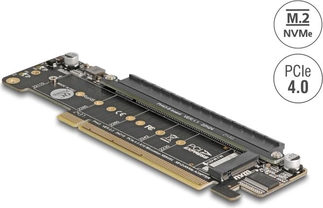Delock PCI Express 4.0 x16 Karte zu 2x M.2 Key M NVMe Slot (41802)