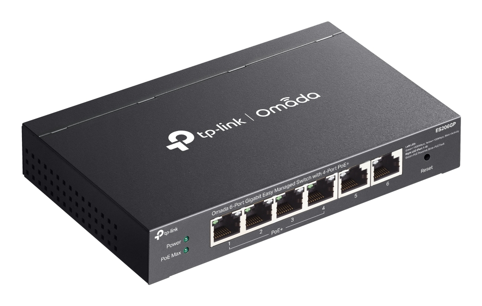 TP-Link Omada ES206GP 6-Port Gigabit Managed Switch PoE+ 65 W Schwarz