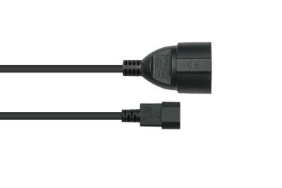 Kabelmeister SK1402-S010 Stromkabel 1 m C14-Koppler Netzstecker Typ F Schwarz