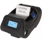 Citizen CMP-25L, USB, RS232, BT, 8 Punkte/mm (203dpi), Display, ZPL, CPCL Mobildrucker, Thermodirekt, 8 Punkte/mm (203dpi), Medienbreite (max): 58mm, Druckbreite (max.): 48mm, Rollendurchmesser (max.): 56mm, Geschwindigkeit (max.): 127mm/Sek., USB, RS232, Bluetooth, LCD Display, Black Mark Sensor, Gap Sensor, ZPL, ESC/POS, CPCL, inkl.: Netzteil, Netzkabel (EU, US), Gürtelclip, Akku, 2600mAh, herausnehmbare Batterie, Bonrolle, Treiber CD, QSG (CMP25BUXZL)