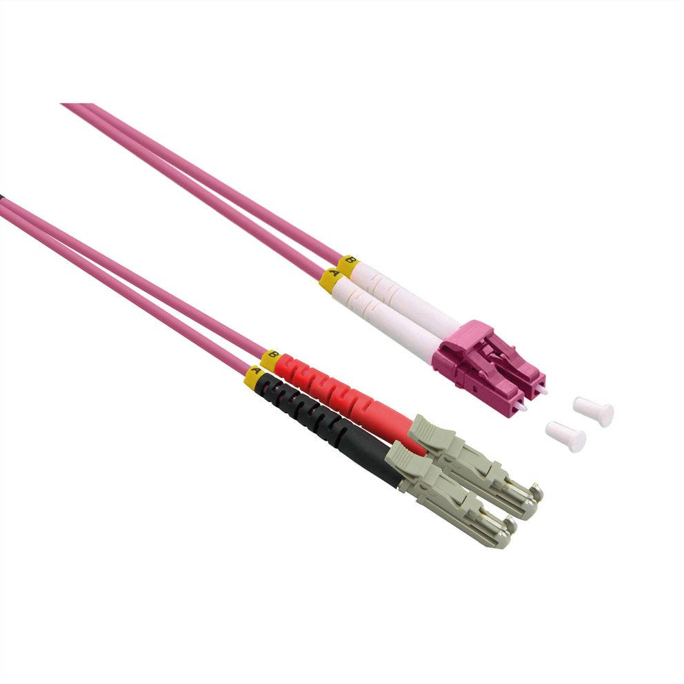 ROLINE LWL-Patchkabel E-2000 (LSH) auf LC Duplex OM4 50/125 µm 7,5 m Violett