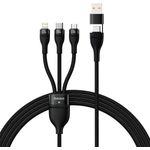 BBaseus USB/USB-C-Kabel 3v1 Flash Series 2, USB-C + Micro-USB + Lightning, 100 W, 1,2 m, schwarz (CASS030101)