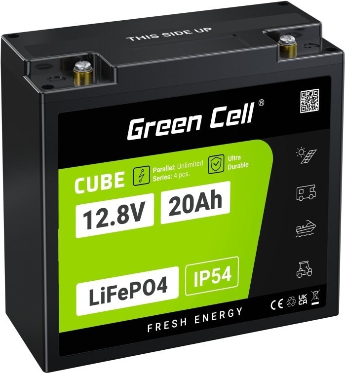 Green Cell CUBE LiFePO4 Spezial-Akku LiFePo-Block Schraubkontakt Li-Ion 12.8 V 20 (GC-LFPGC12V20AH)