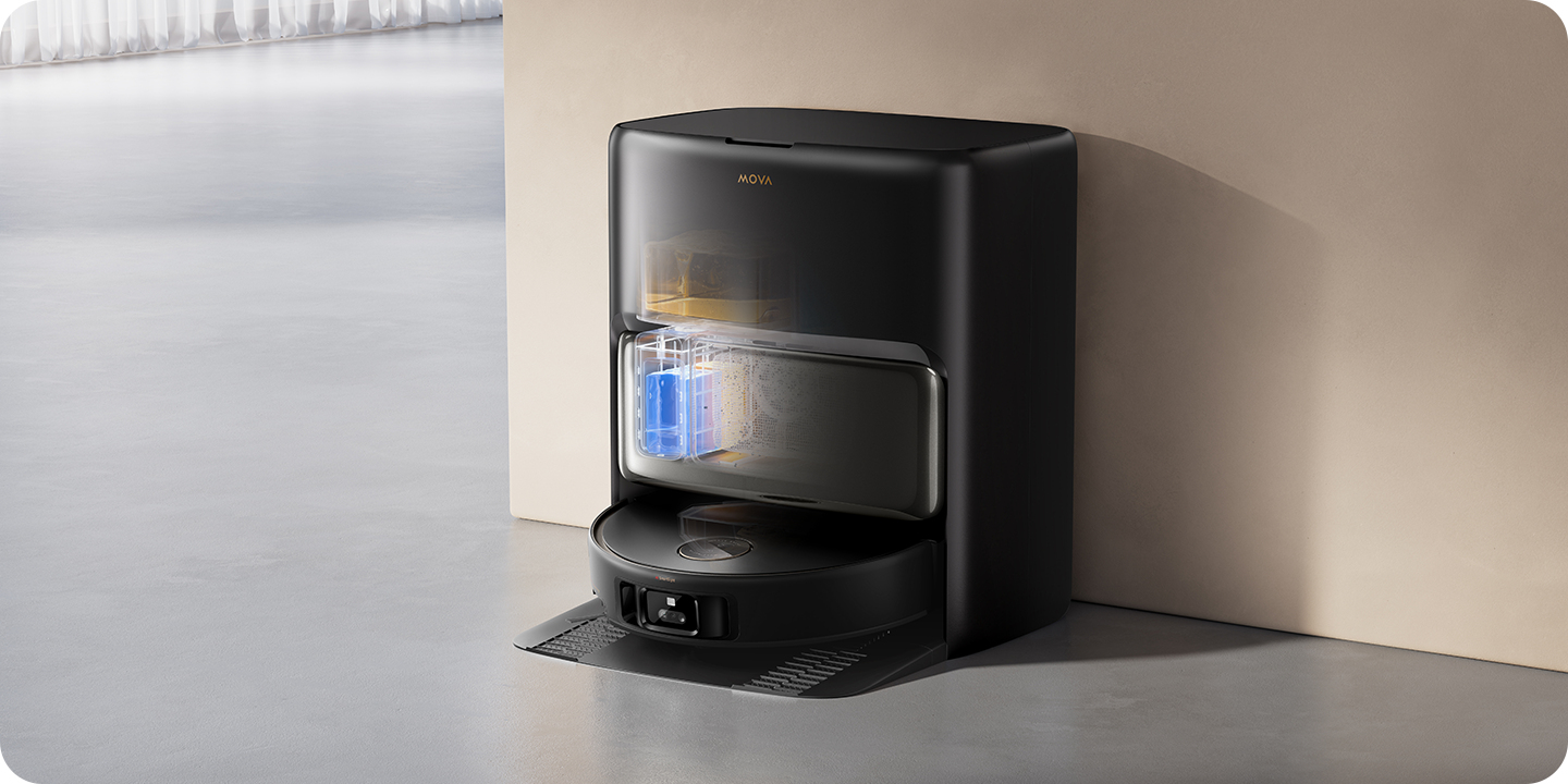 MOVA V50 Ultra Complete Schwarz Saug-Wisch-Roboter mit Reinigungsstation 24000 Pa