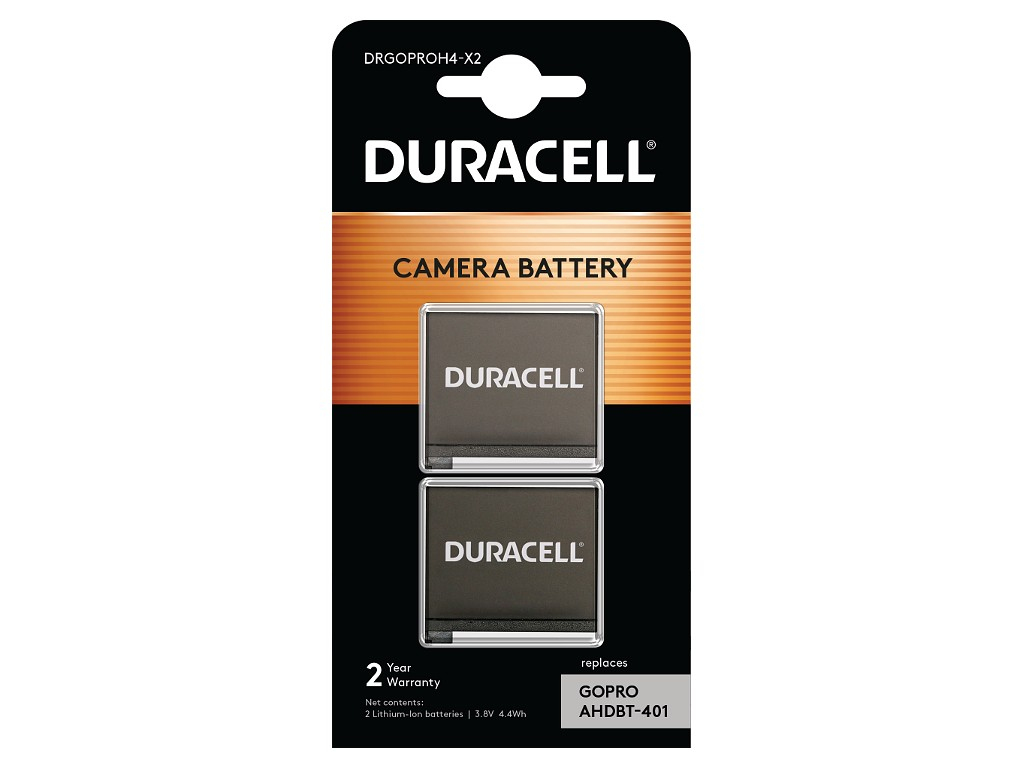 Duracell DRGOPROH4-X2 Kamera-Akku Li-Ion 1160 mAh 3,8 V für GoPro HERO4 (2er-Pack) Schwarz