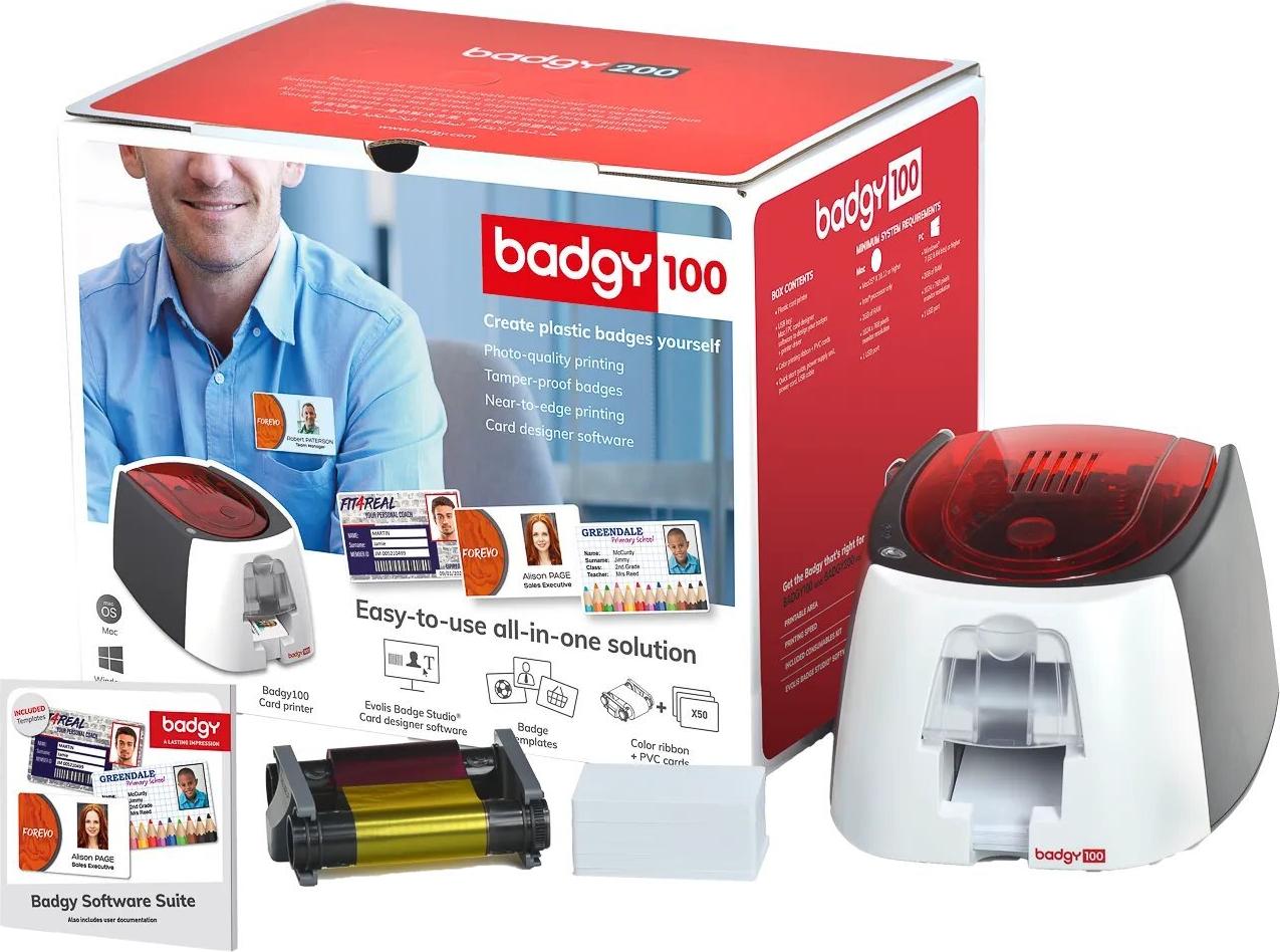 Evolis Badgy 100 Plastikkartendrucker Farbe 300 dpi