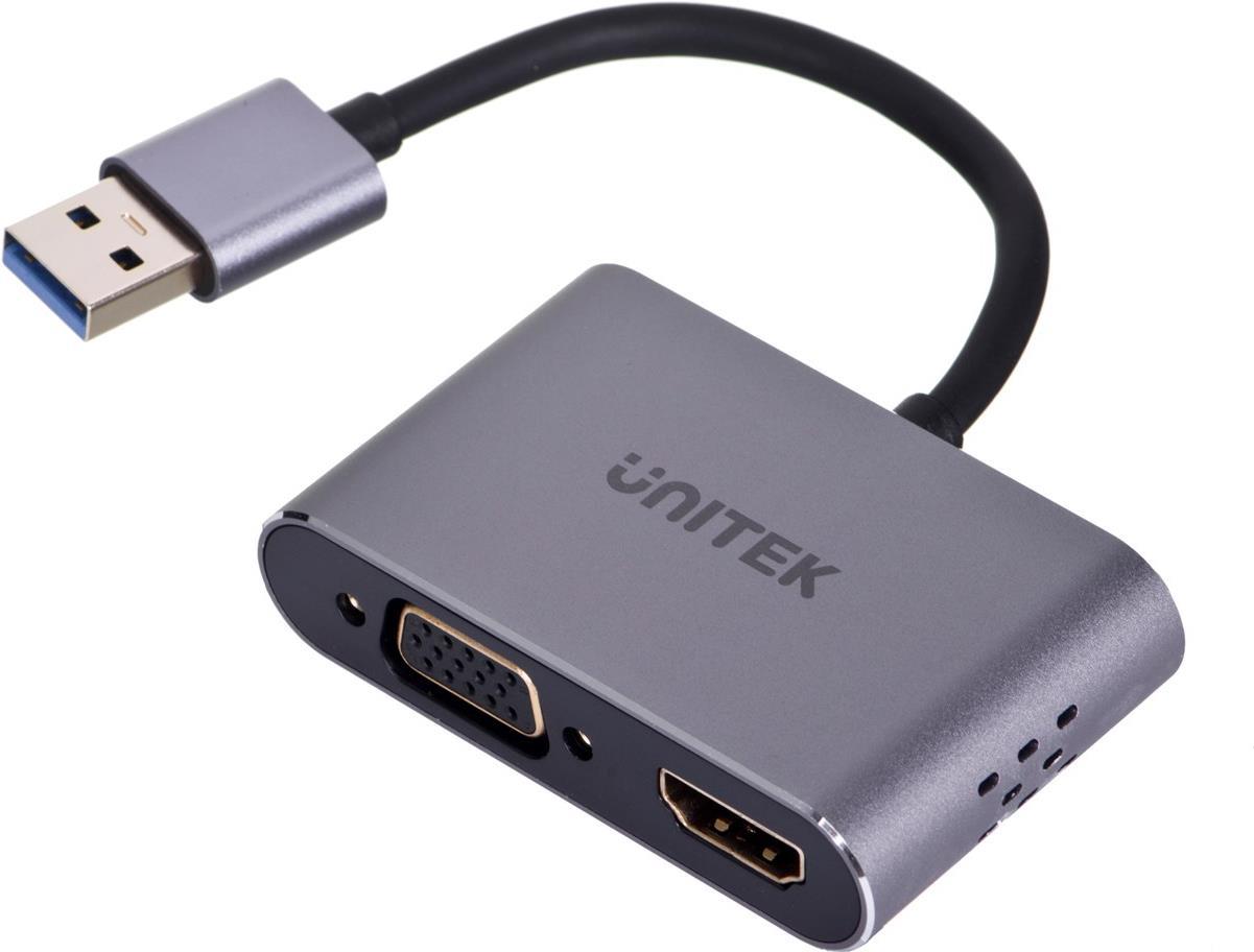 UNITEK ADAPTER USB-A - HDMI & VGA, FULL HD, M/W (V1304A)