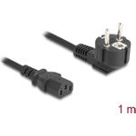 Delock Netzkabel PC Schutzkontaktstecker CEE 7/7 90° gewinkelt auf C13 Buchse 1 m 3 x 0 (81299)