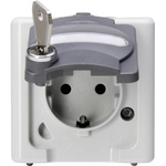 Schutzkontakt-Steckdose 1-fach mit Sicherheitsschloss, AP-Feuchtraum BLUE ELECTRIC grau (103556002)