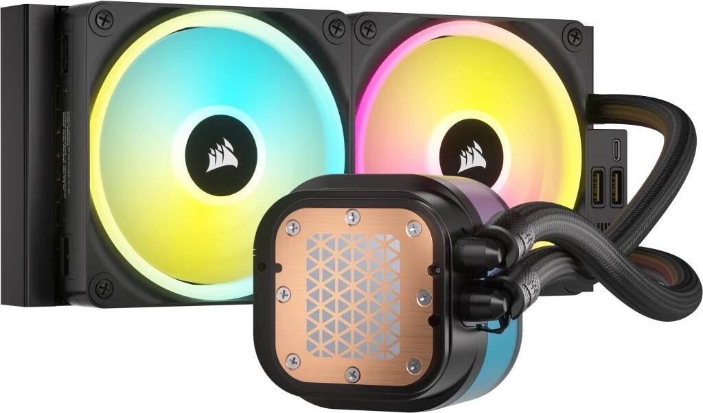 Corsair CORSAIR iCUE Link LCD H100i RGB 240 mm Prozessor-Flüssigkeitskühlsystem Schwarz