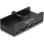 Delock Externer USB 5 Gbps 3 Port Hub 2 x USB Typ-A, 1 x USB Type-C™ und 2 Slot Card Reader mit Feststellschraube (64285)