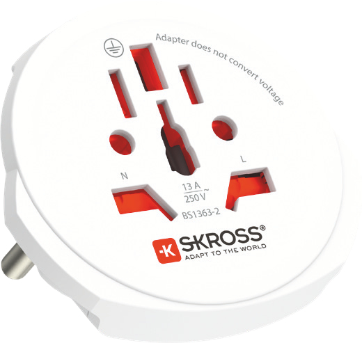 SKROSS PRO Light USB - World Reiseadapter 2x USB Typ A B C G I J L N Weiß