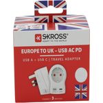 SKROSS Länderstecker Europe to UK USB AC20PD weiß (1.500283-E)