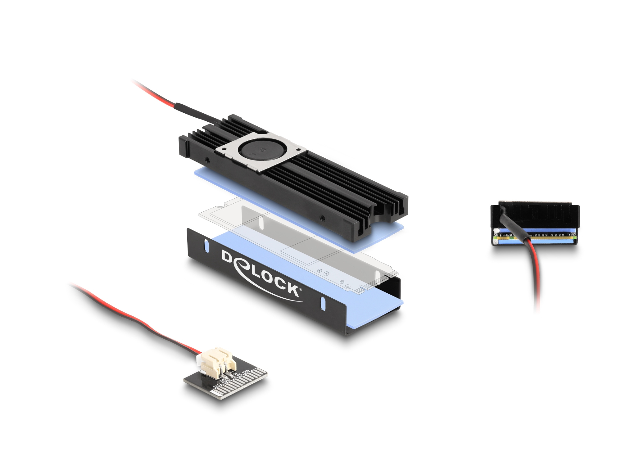 Delock Kühlkörper mit Lüfter für M.2 SSD 2280 Schwarz