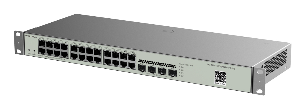 Ruijie Reyee RG-NBS3100-24GT4SFP-V2 L2 Managed Switch, 24x Gigabit RJ-45, 4x SFP, Metallisch