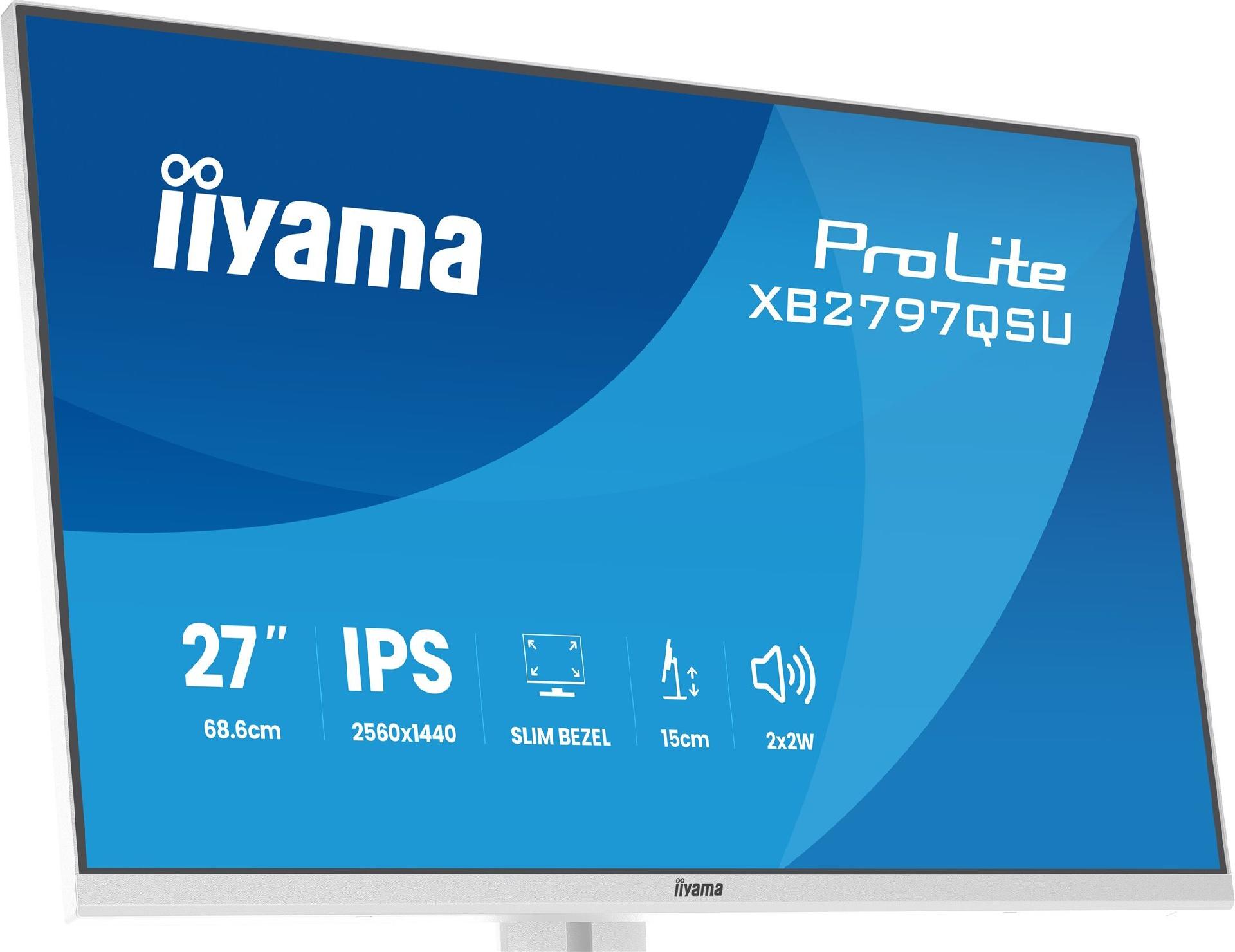 iiyama ProLite XB2797QSU-W1 27" QHD IPS-Monitor 2560 x 1440 75 Hz Weiß