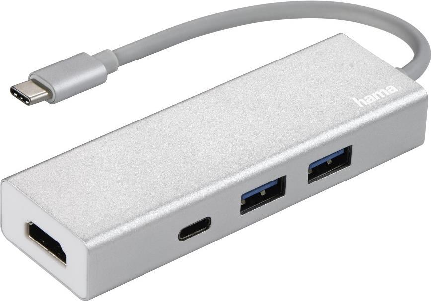 Hama USB-3,1 Type-C Hub 1:3 Aluminium, 2x USB-A, USB-C, HDMI, bus-powered - Dockingstation - USB-C 3,1 - HDMI (00135756)