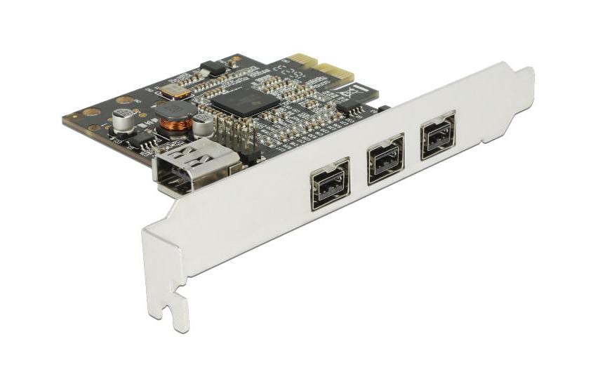 Delock FireWire-Adapter PCI Express x1 3x extern FireWire B + 1x intern FireWire A Schwarz, Silber