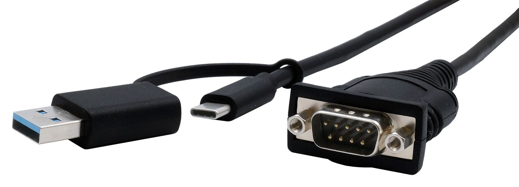 Exsys EX-23001 Serien-Kabel USB-A/USB-C zu DB-9 (RS-232), 0,5 m, Schwarz