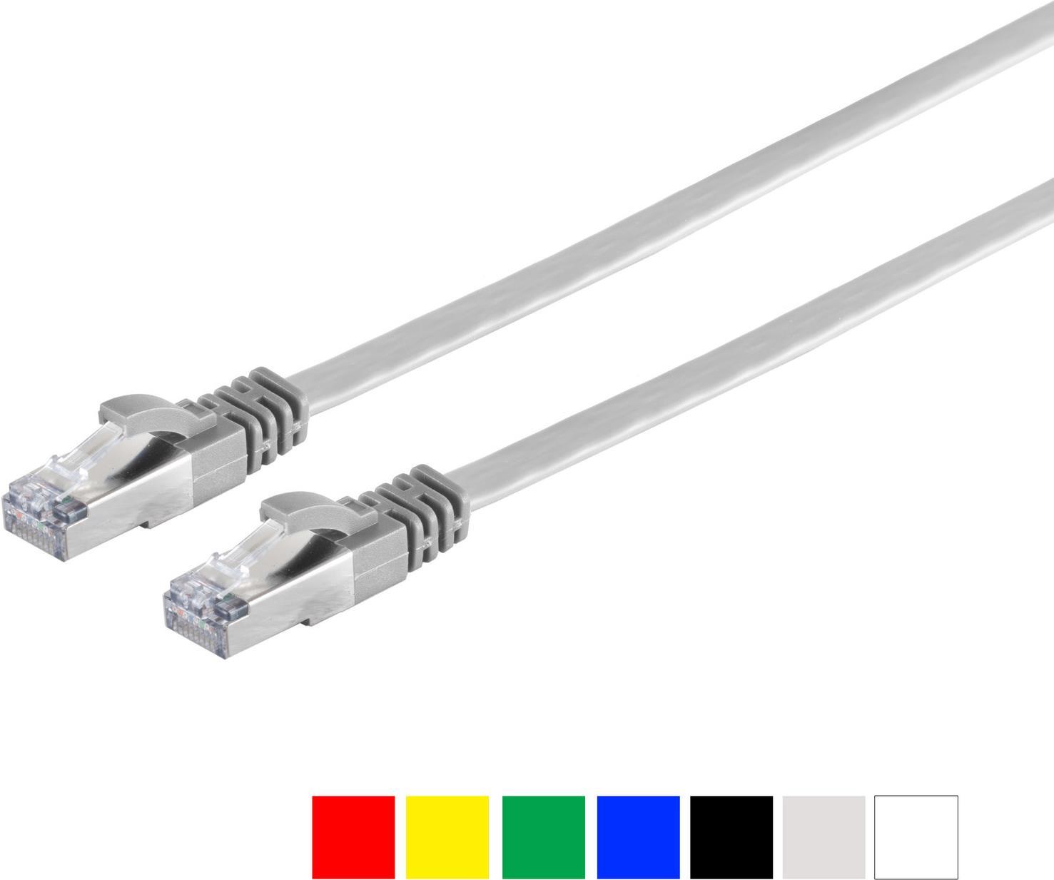S/CONN maximum connectivity Netzwerkkabel-RJ45 Flachkabel m.Cat.7 Rohkabel slim, dünn, verschiden FARBIG, 0,25m bis 15m (75511-SL-V)