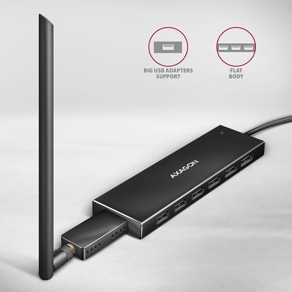 AXAGON HUE-F7A USB-Hub 7x USB 3.2 Gen 1 Schwarz
